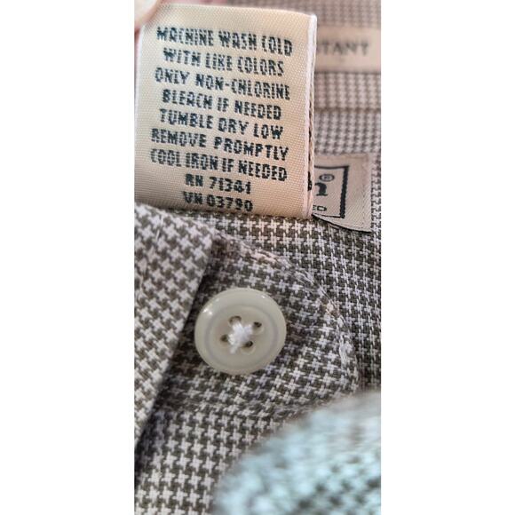 LL Bean Mens L Button Down Shirt Green Check Wrinkle Resistant Cotton Malaysia - Picture 4 of 12